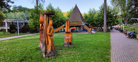 Sculptures in the park in Zakopaneの写真素材