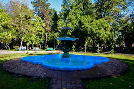 Fountain in the park of the city of Dnipro, Ukraineの写真素材