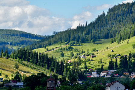 Village in the Carpathian mountains. Ukraine, Europe.