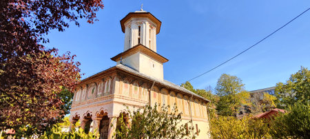 Panoramic view of a church in the historic center of Sofia, Bulgaria