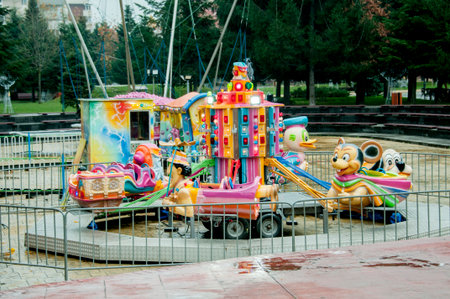 Children's carousel in the park.の写真素材