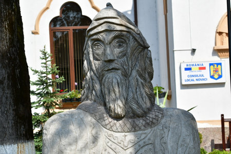 Sculpture of a man in the courtyardの写真素材