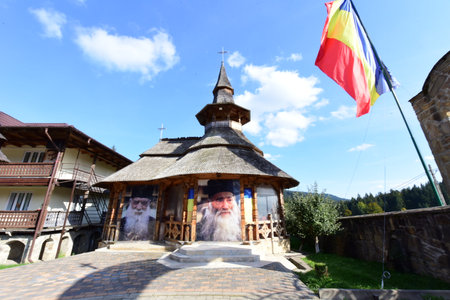 Old wooden church in the village of Zlatibor, Serbiaの写真素材