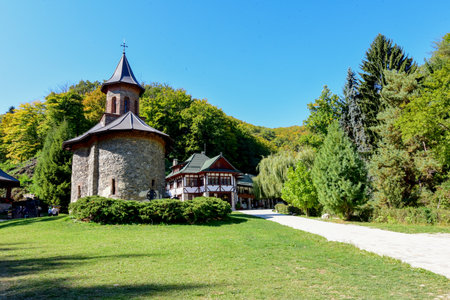 Old orthodox church in Prislop Romaniaの写真素材