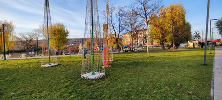 Panoramic view of the playground in Targu Jiu Romaniaの写真素材