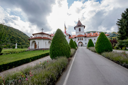 View of the castle in Bled, Sloveniaの写真素材
