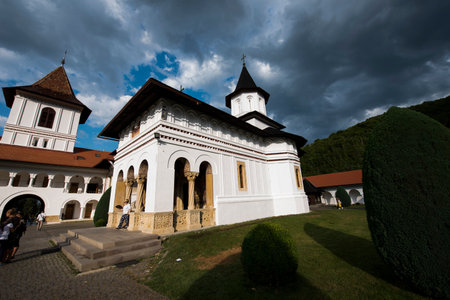 Tourists visit the Monastery of the Transylvania Brasov, Romania
