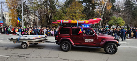 The Victory Day parade in Targu Jiu Romania