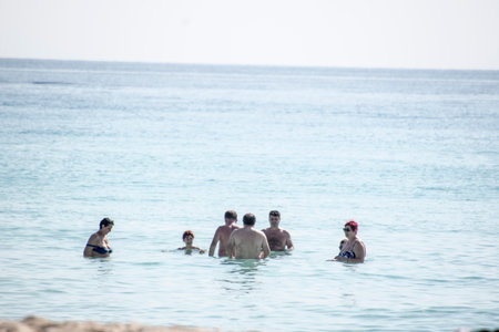 People swimming in the sea in Hurghada, Egypt, Africaの写真素材