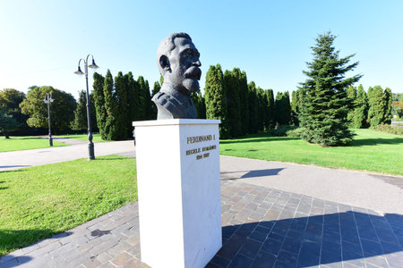 Monument to the poet and writer in Carei Romaniaの写真素材