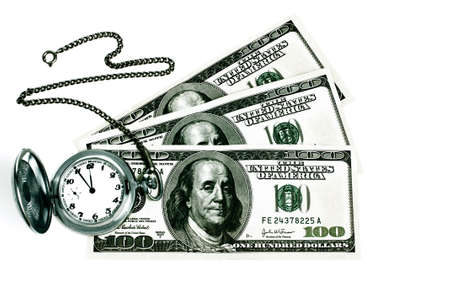 Clock and dollars concept of time is moneyの写真素材