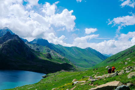 Autumn leaves at Yading National Park, China, surrounded by snow mountainsのeditorial素材