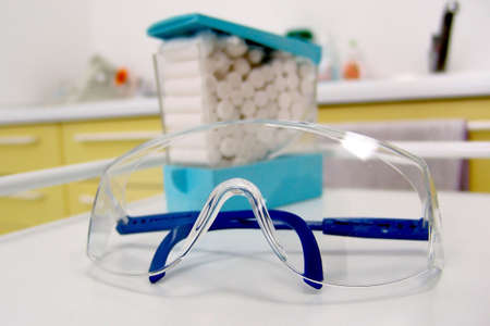 Protective glasses on the table                              の写真素材