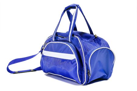 Sport blue bag. Isolated on white.の写真素材