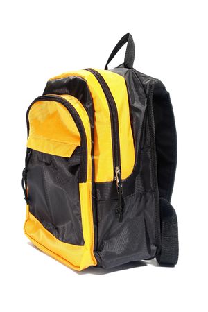Multicolored backpack. Isolated on white.の写真素材