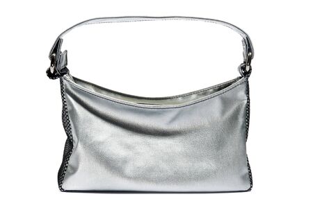 Silver handbag. Isolated on white.の写真素材