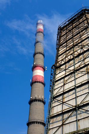 Ecologicaly pure heat station on the blue sky background