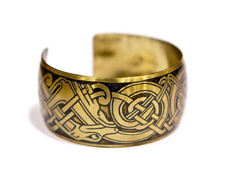 Vintage bracelet with the engraved etniñ patternの写真素材