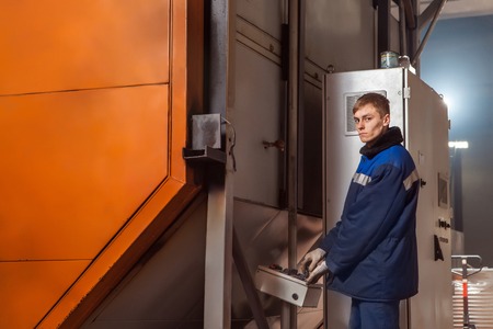 Molding plastics in the huge factory oven. Hi-tech. Reliable equipment European manufacturer.の写真素材