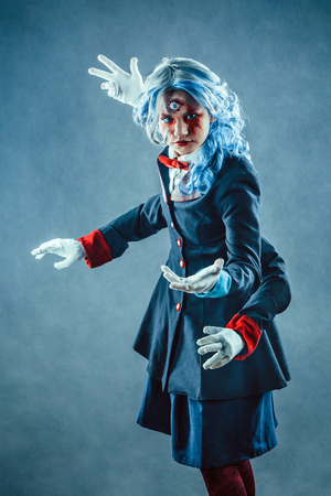 Six-armed woman with the third eye. Mad circus troupe.の写真素材