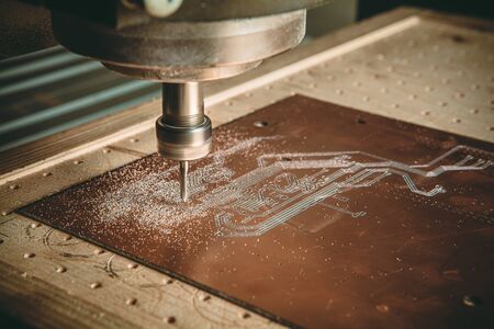 PCB Processing on CNC machine.の写真素材