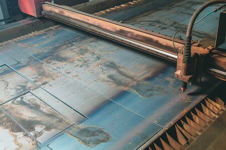 Plasma cutting CNC machine in the workshop