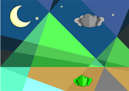 Mountain with cloud and grass flip styleの写真素材