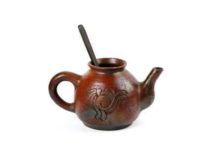 set of antique teapot isolated on white backgroundの写真素材