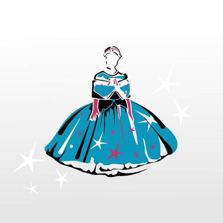 girl dressed as a princess in a blue dressのイラスト素材