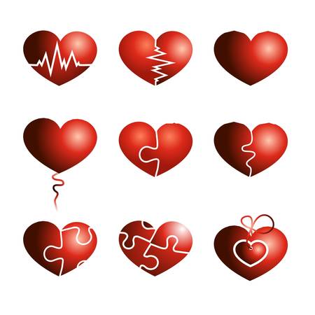 Valentine red heart on a white backgroundのイラスト素材