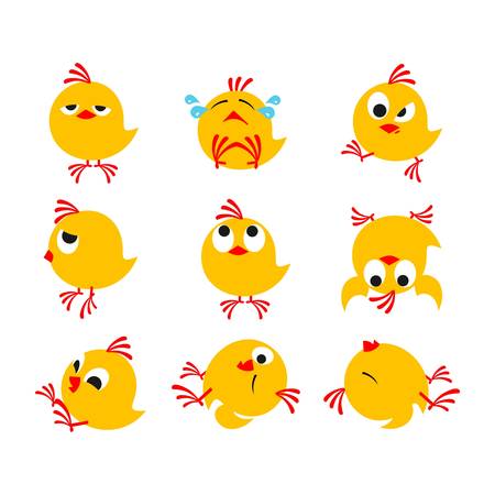 little funny chicks included on a white backgroundのイラスト素材