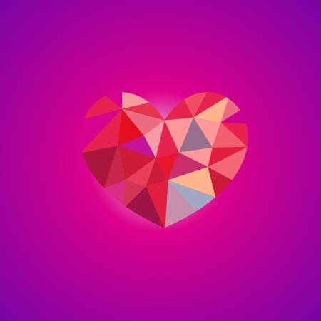 Polygonal Valentine heart on a pink backgroundのイラスト素材