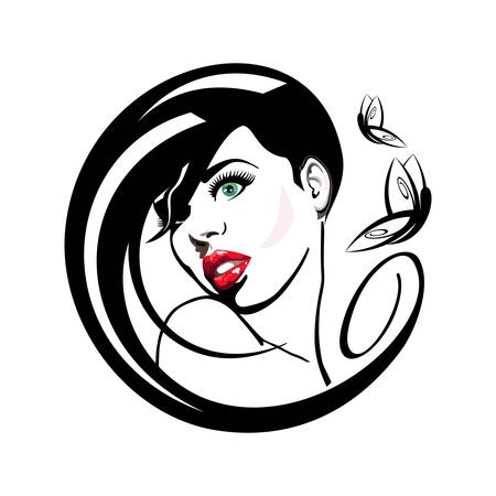 woman with red lipsのイラスト素材