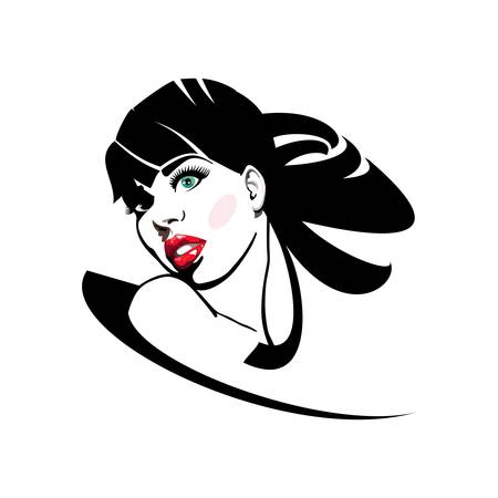 The woman with red lips and long hairのイラスト素材