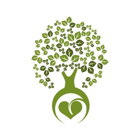 Tree with leaves and roots, eco symbolのイラスト素材