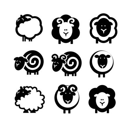 Black Sheep white, isolated, set.のイラスト素材