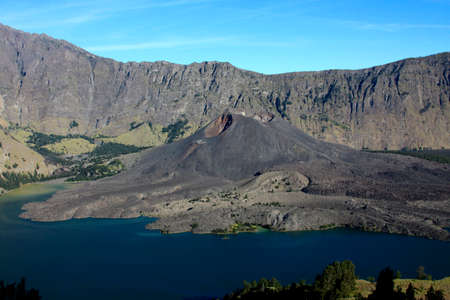 Segara Anak Lake, Mount RInjani, Indonesiaの写真素材