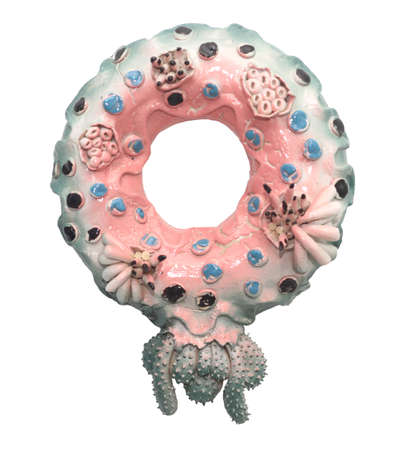 Ceramic donut with mushroomの写真素材