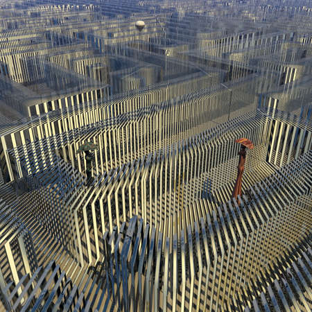 Two girlfriends in the labyrinthの写真素材