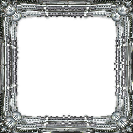 Picture Frame technically and mechanically in silver, white background
