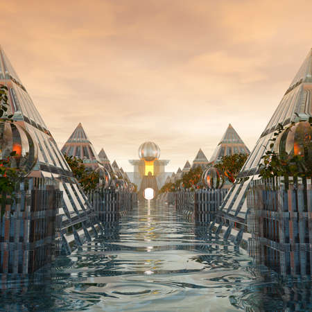 The water road between pyramids to nowhereの写真素材