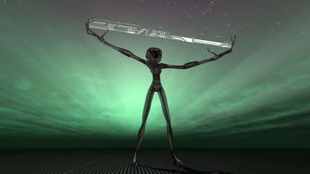 An alien reads out an electronic circuit