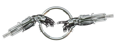 The Creation of Adam, a mechanical implementationの写真素材