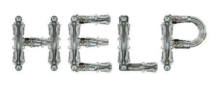 Help, word concept technically, written with technical mechanical lettersの写真素材