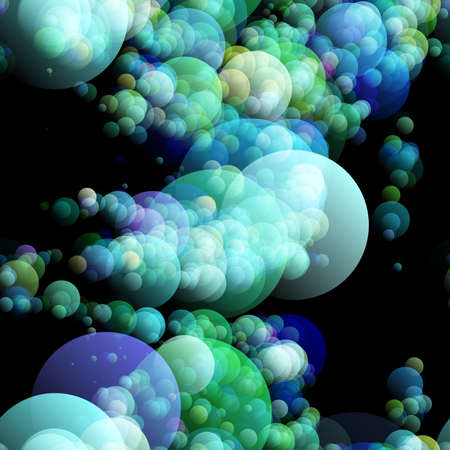 Several multi-colored bubbles on a dark backgroundの写真素材