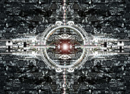 A Technically electronic background with device objects