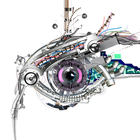 Mechanical eye in direct eye contacの写真素材