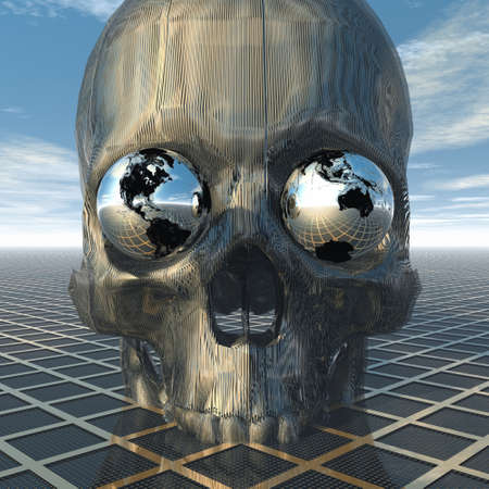 A Skull with two globes as eyesの写真素材