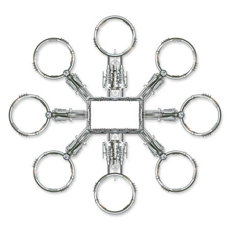 Flow chart with different mechanical elements in metalの写真素材