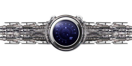 A smart watch with blue screen, RPMの写真素材
